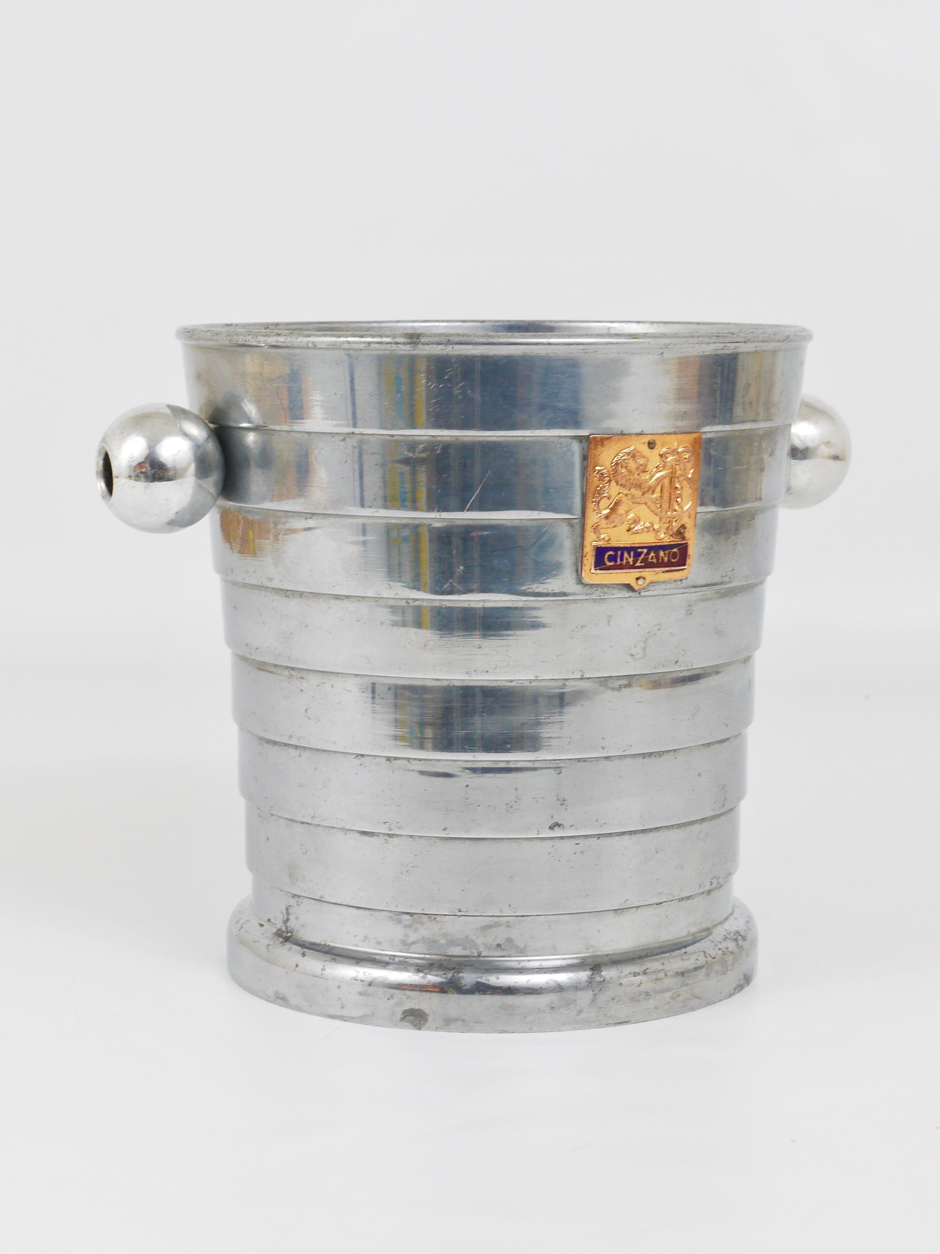 1950s Mid-Century Enameled Cinzano Bottle Cooler Ice Bucket, Italy, 1950s 2