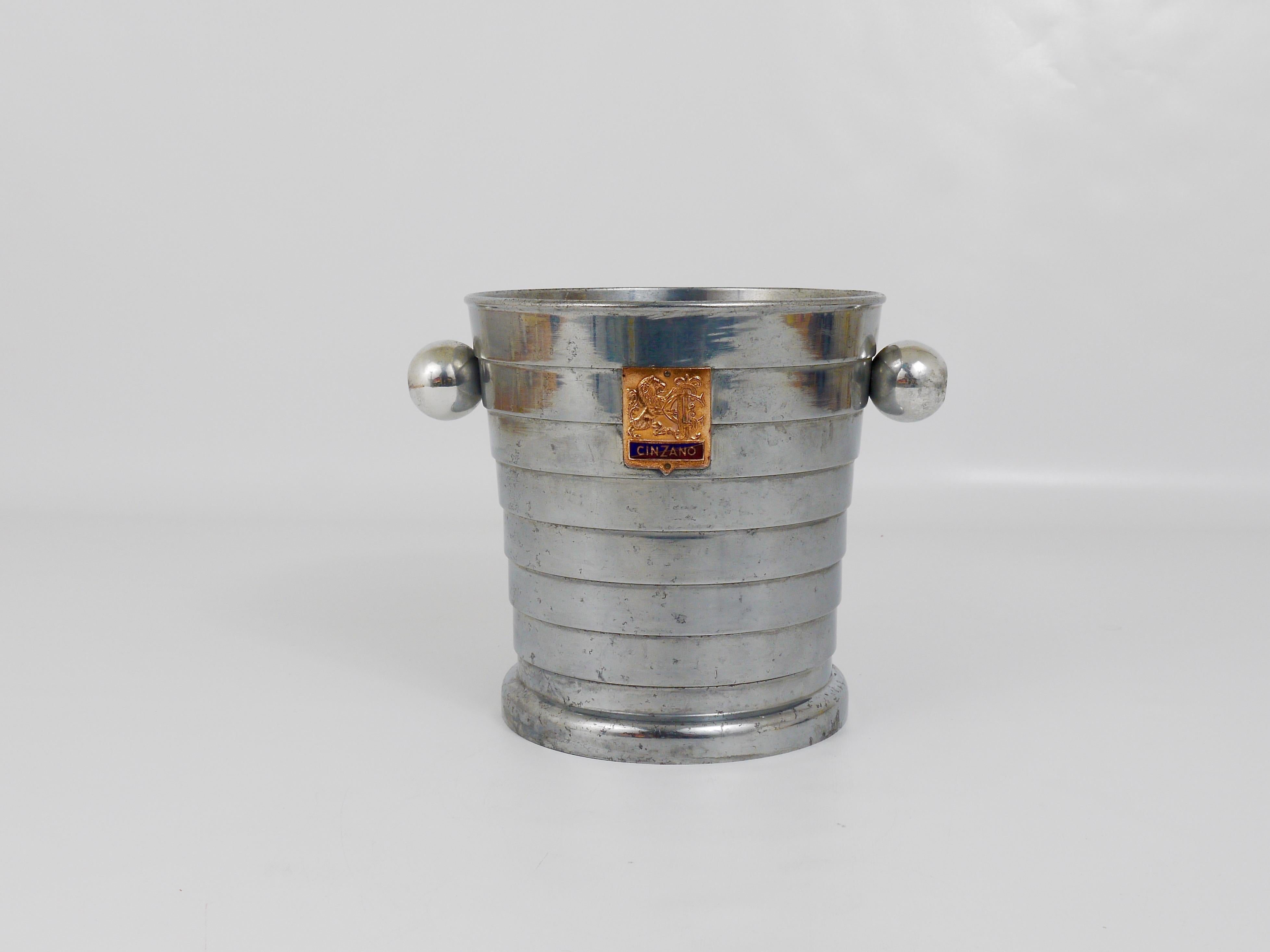 1950s Mid-Century Enameled Cinzano Bottle Cooler Ice Bucket, Italy, 1950s 3