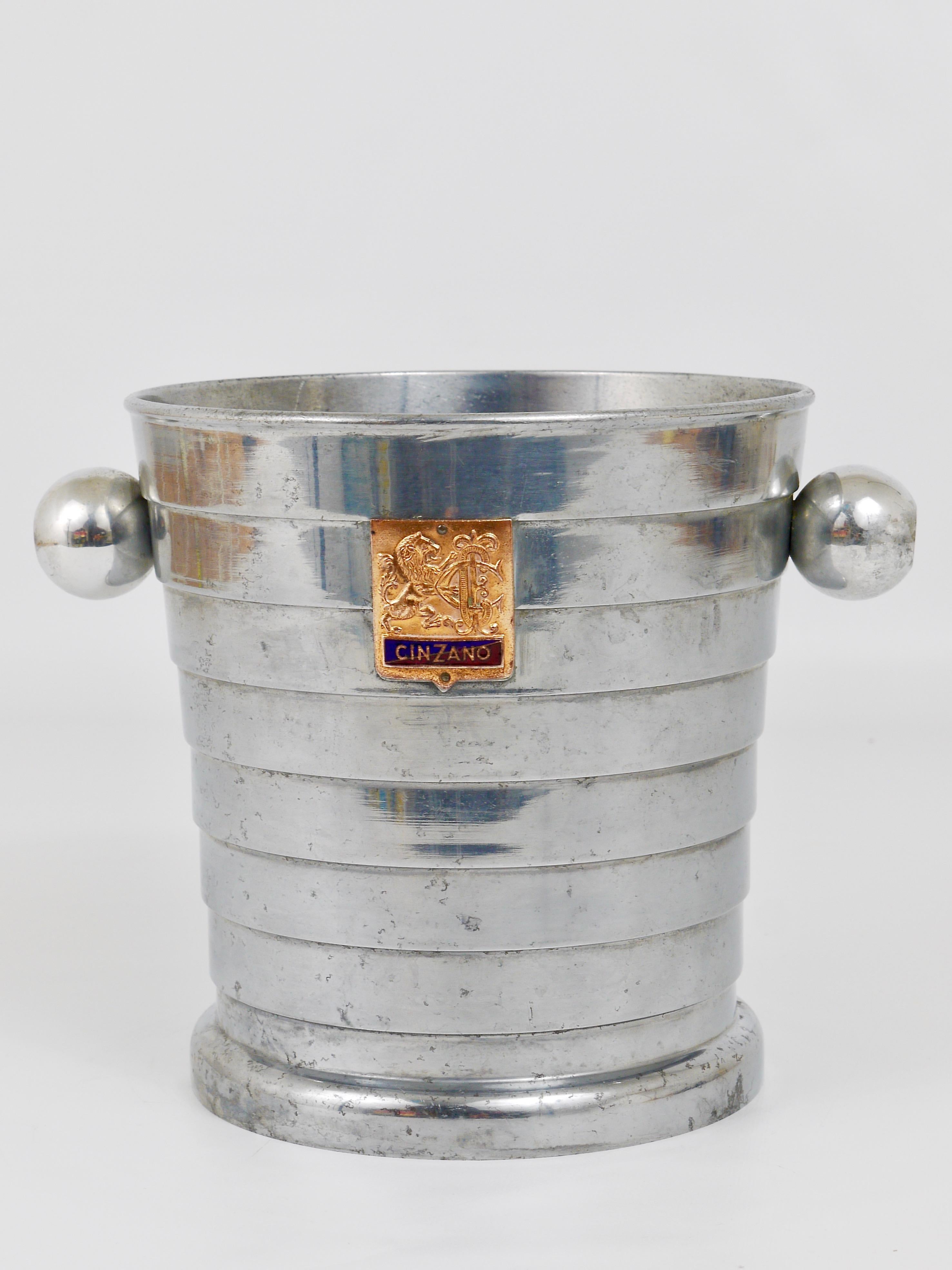 Mid-Century Modern 1950s Mid-Century Enameled Cinzano Bottle Cooler Ice Bucket, Italy, 1950s