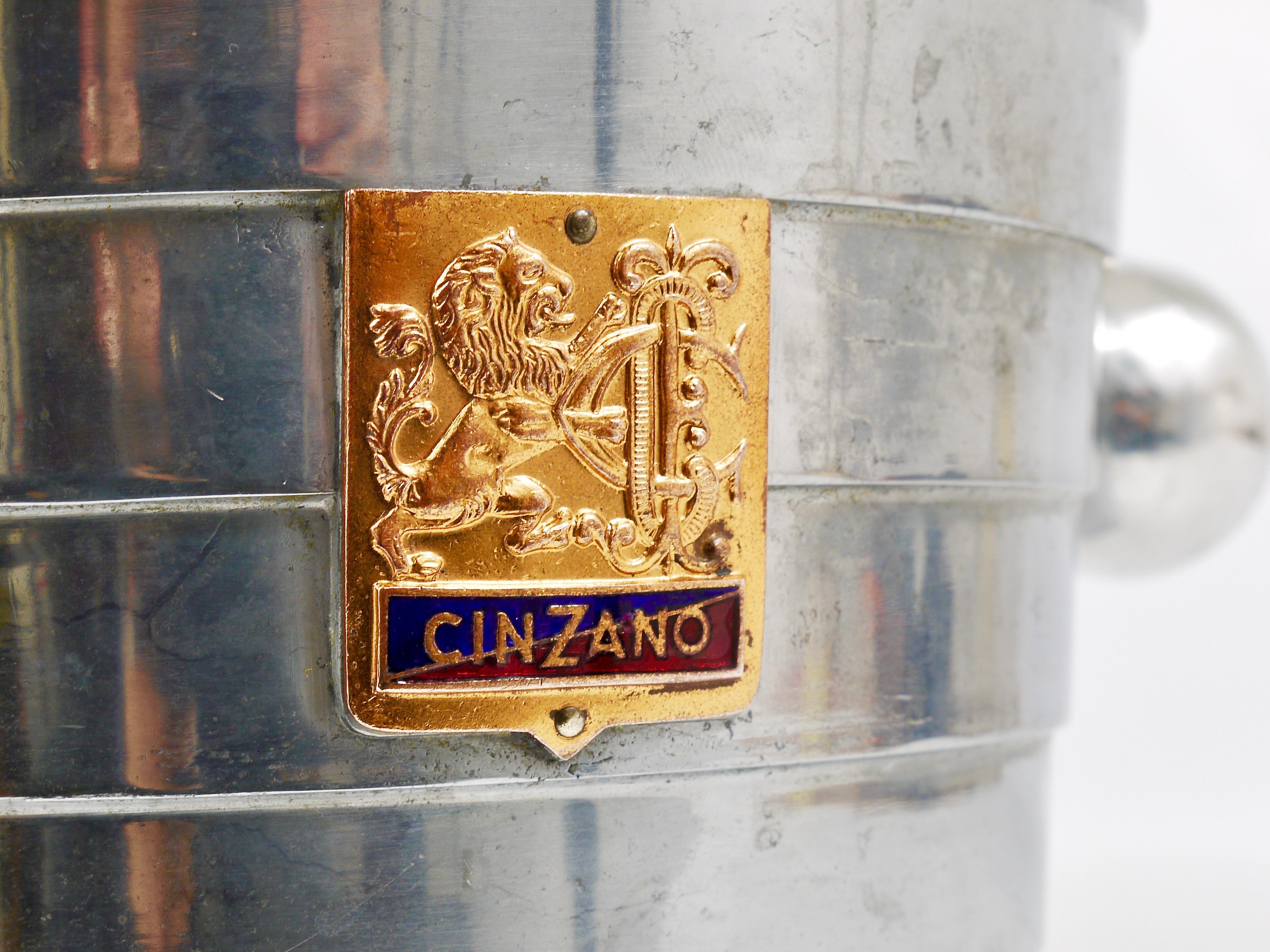 Austrian 1950s Mid-Century Enameled Cinzano Bottle Cooler Ice Bucket, Italy, 1950s