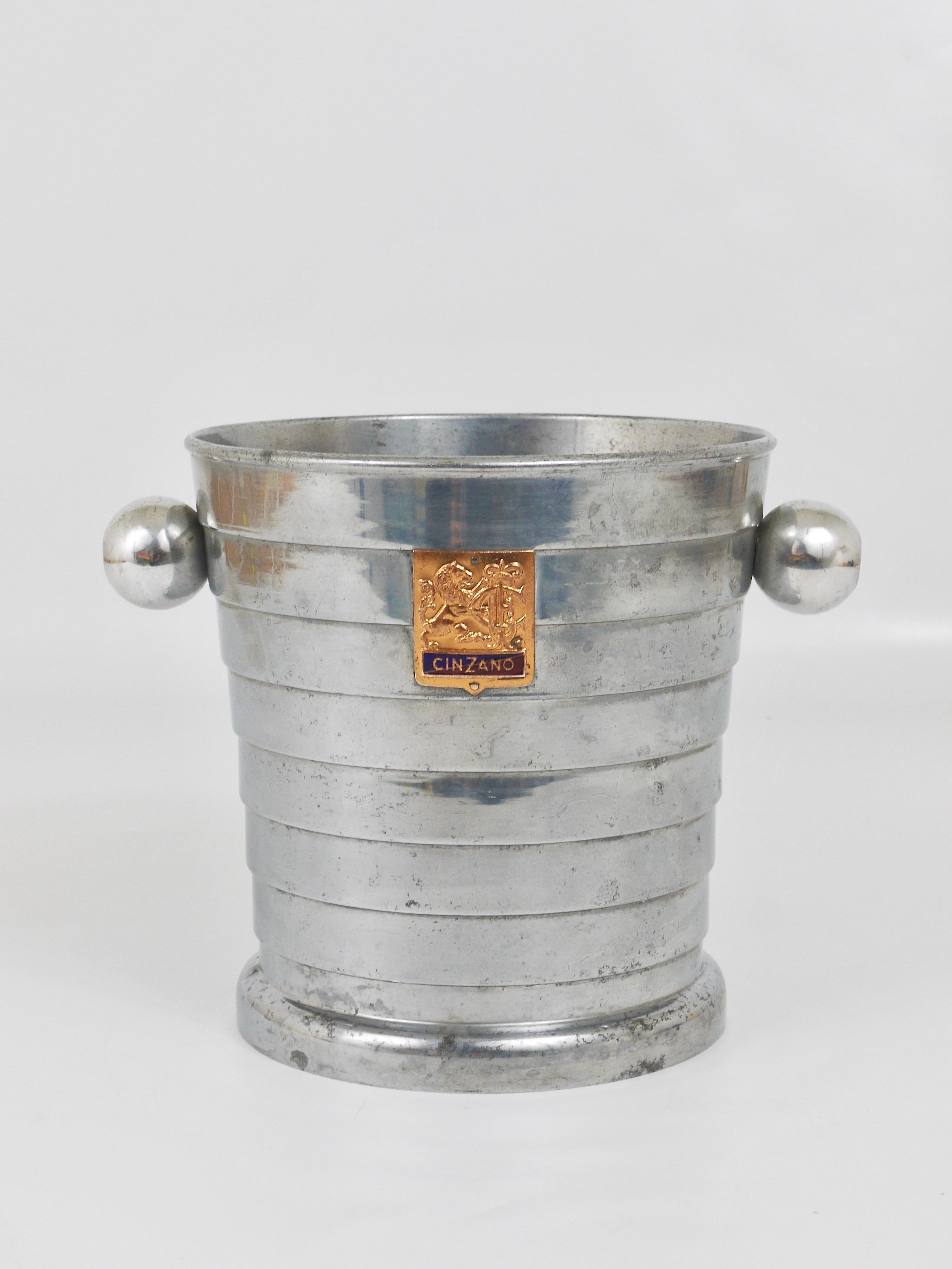 1950s Mid-Century Enameled Cinzano Bottle Cooler Ice Bucket, Italy, 1950s 1