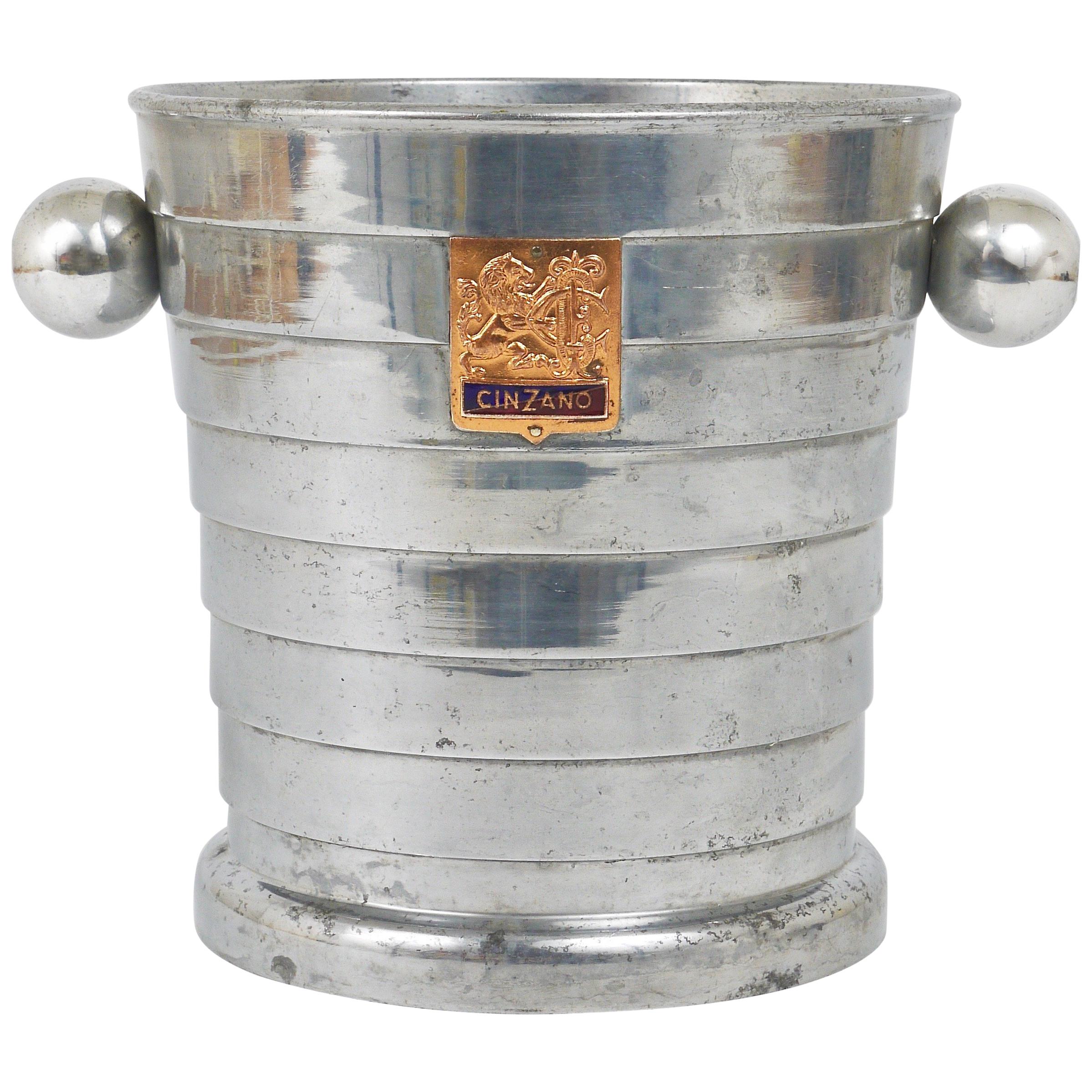 1950s Mid-Century Enameled Cinzano Bottle Cooler Ice Bucket, Italy, 1950s