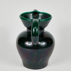 1950s Midcentury English Green Glazed Vase with Handles