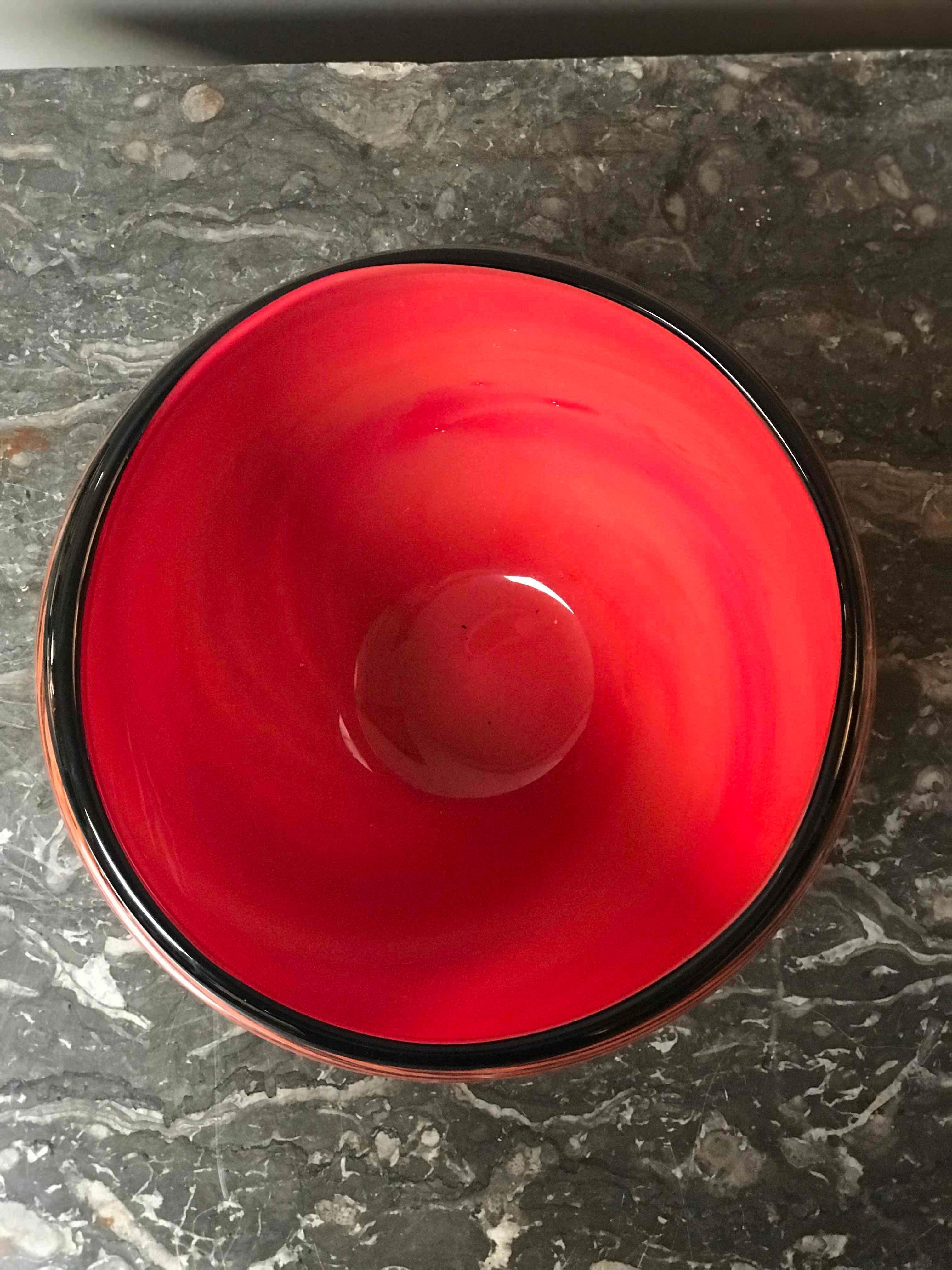 Mid-20th Century 1950s Mid-Century English Red Studio Glass Bowl