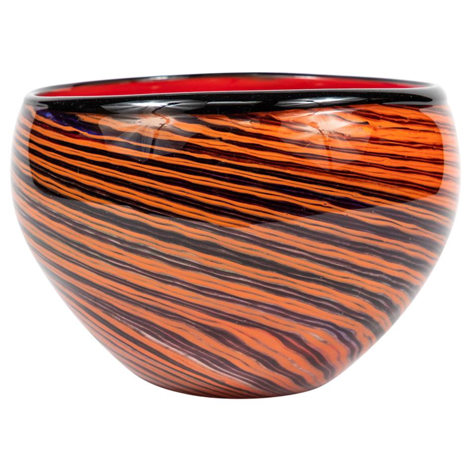 1950s Mid Century English Red Studio Glass Bowl