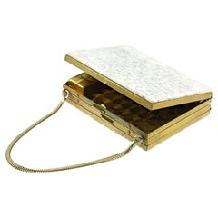 Antique 1950s Mid-Century Evans Wristlet Compact and Cigarette Case with Mother of Pearl
