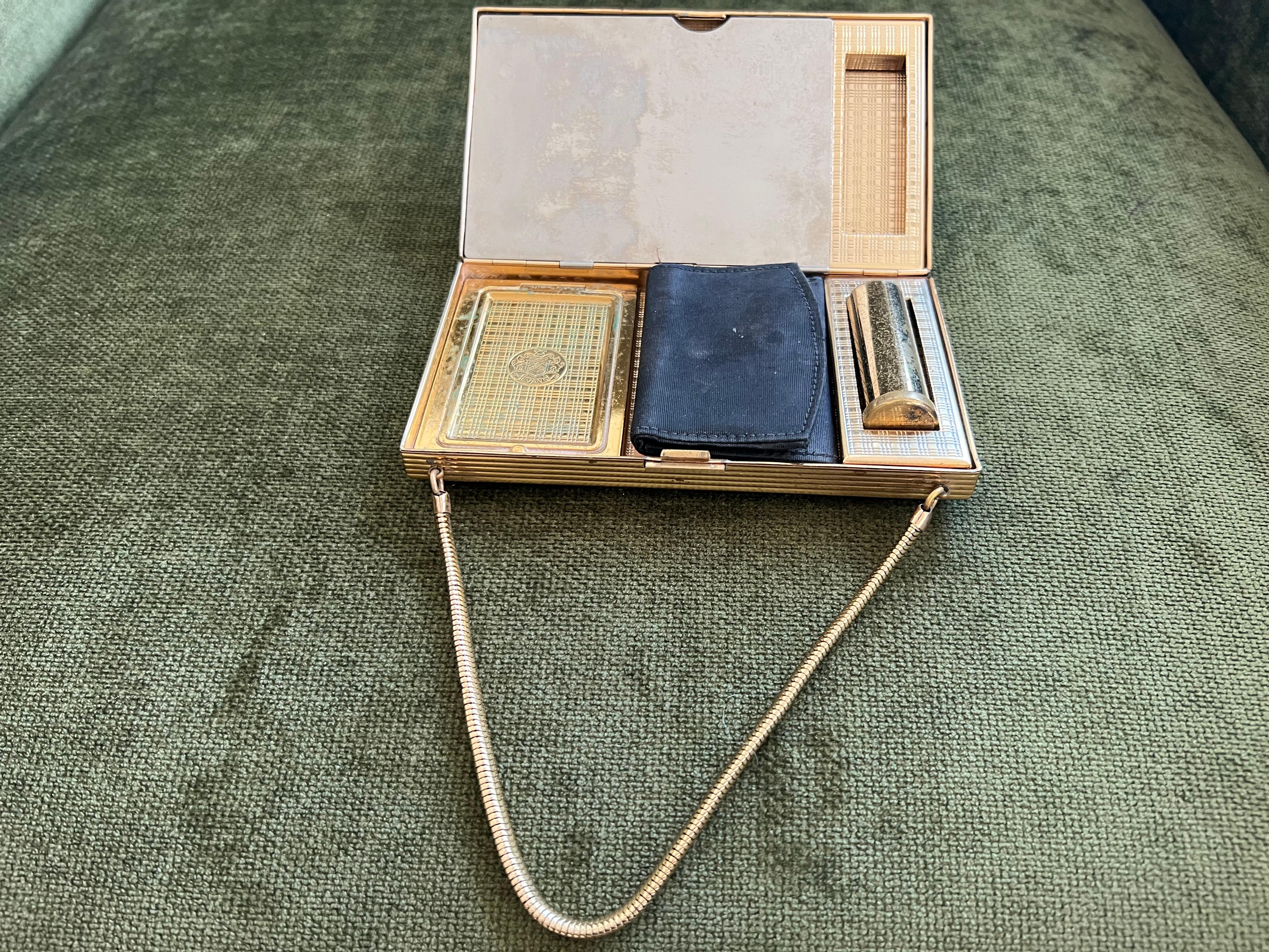 Art déco Coffret de toilette compact et étui à cigarettes Evans du milieu du siècle dernier des années 1950 en vente