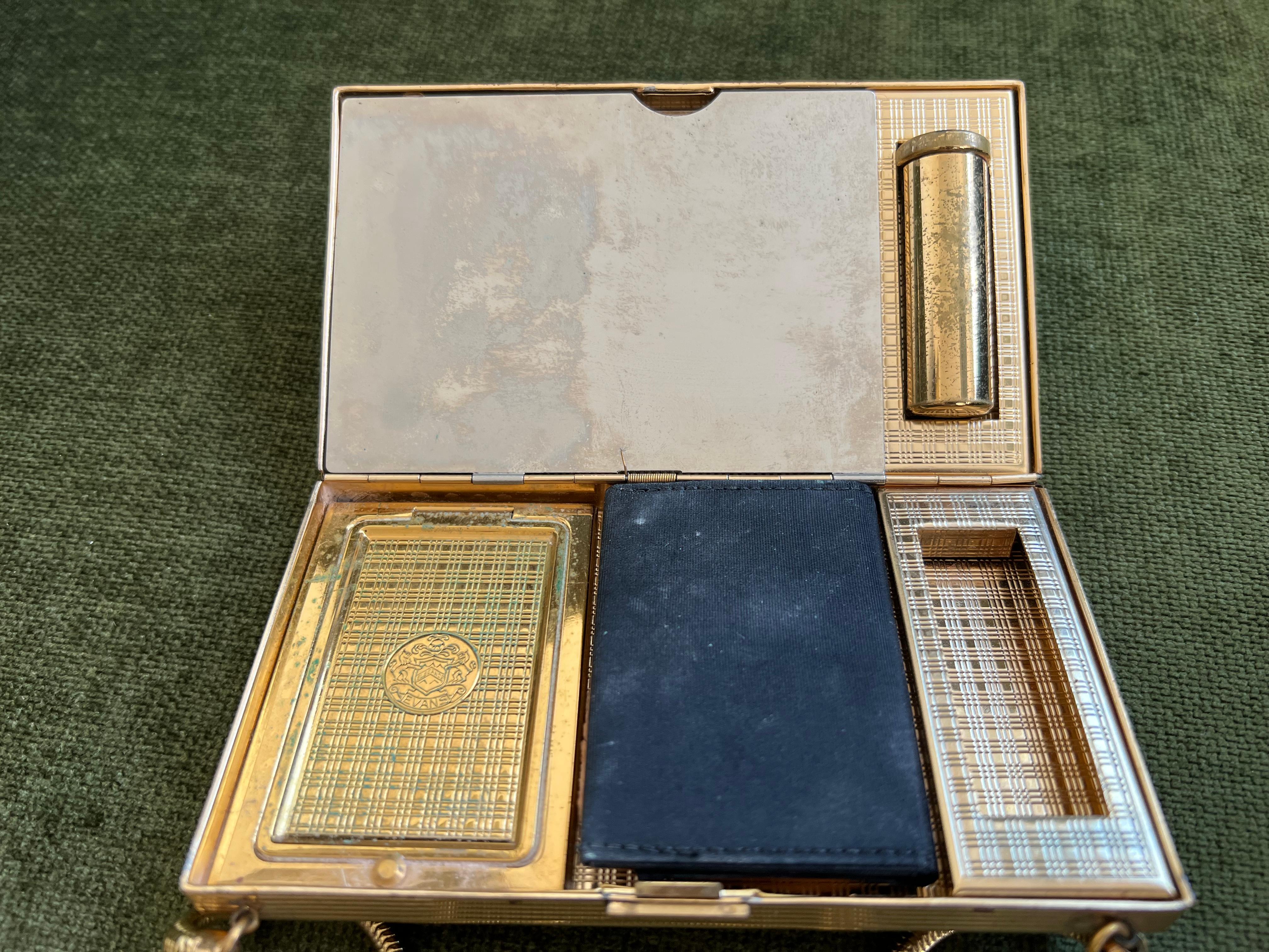 1950s Mid-Century Evans Wristlet Compact Vanity Kit and Cigarette Case For Sale 1