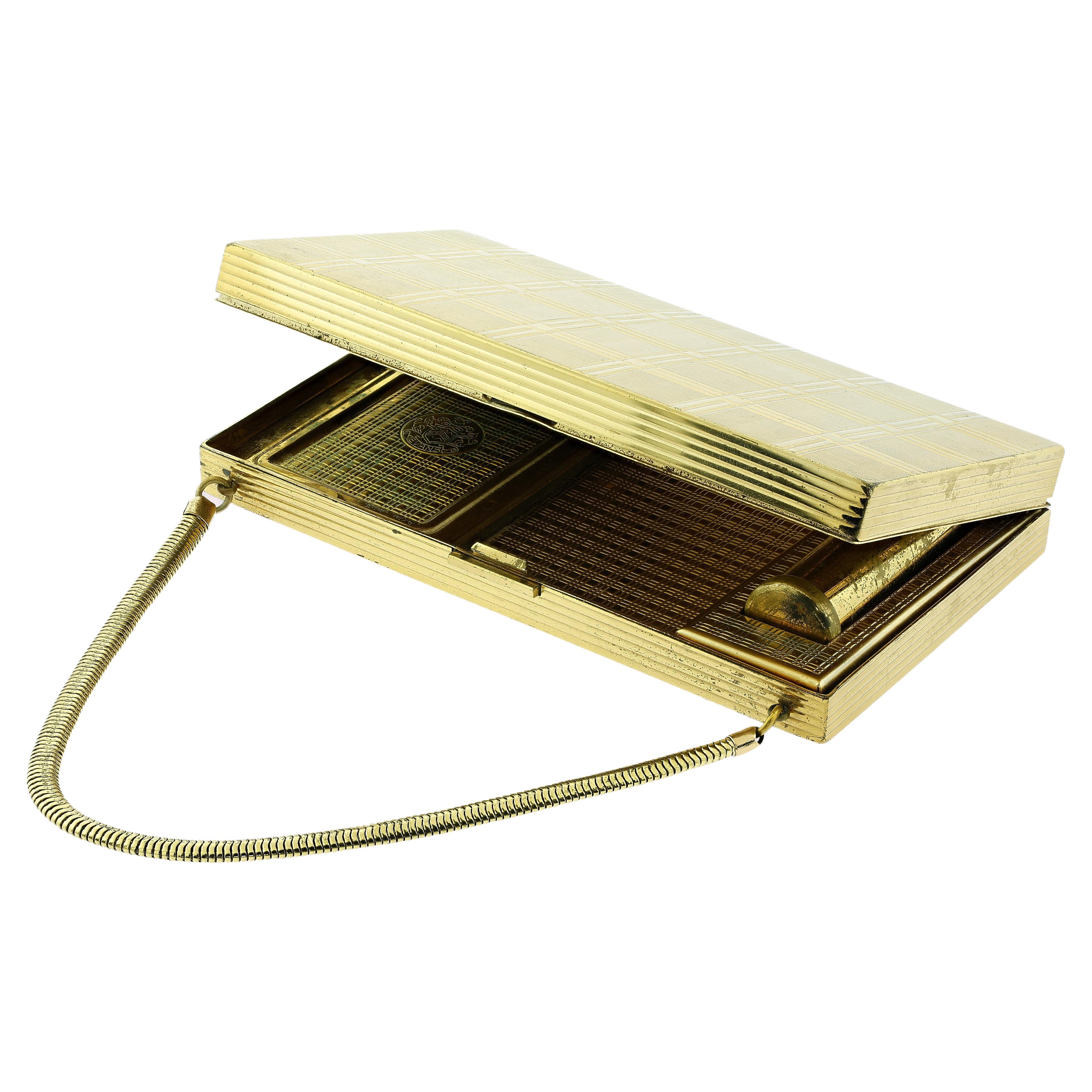 1950s Mid-Century Evans Wristlet Compact Vanity Kit and Cigarette Case For Sale