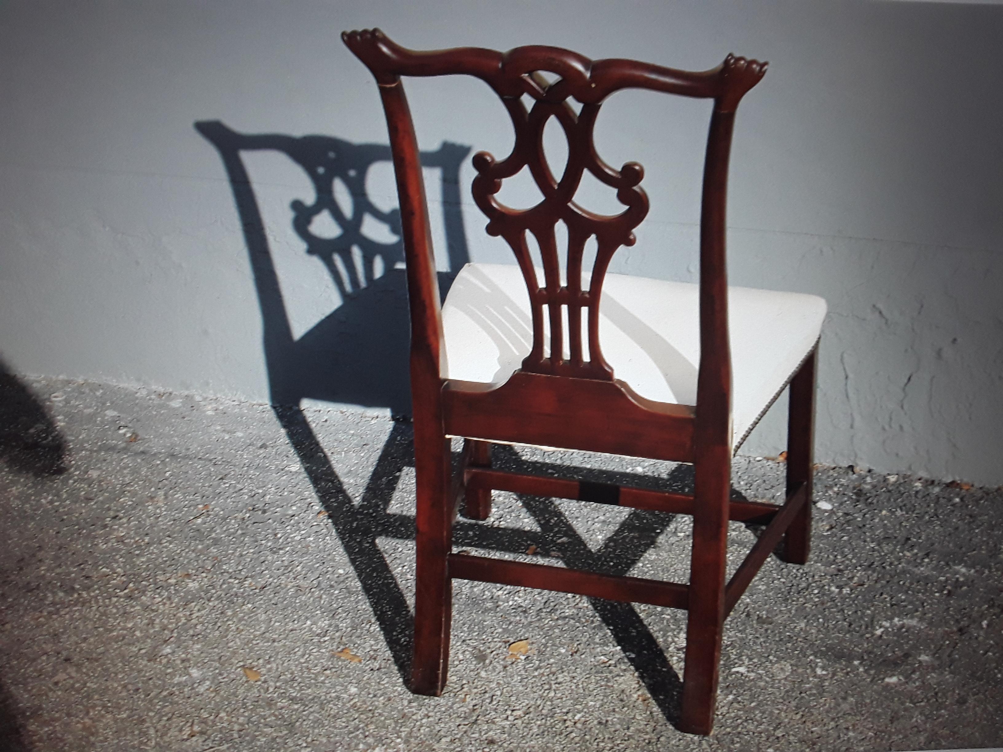British 1950's Mid Century Expertly Carved Chippendale style Accent/ Side Chair For Sale