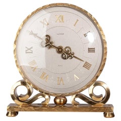 1950s Mid-Century Gilt Bronze 8-Days Movement Mantel Clock by Luxor, Switzerland