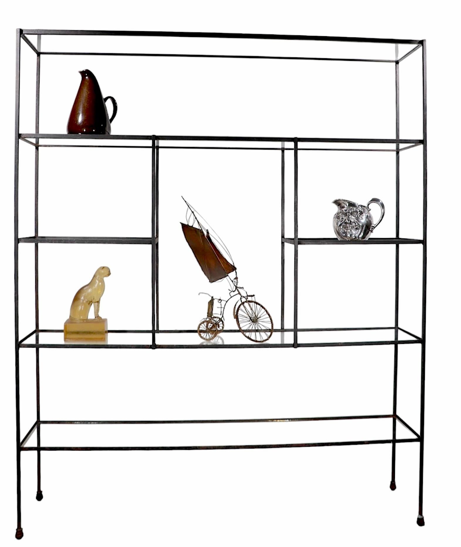 1950's Mid Century Glass and Iron Display Shelf Unit after Weinberg For Sale 9