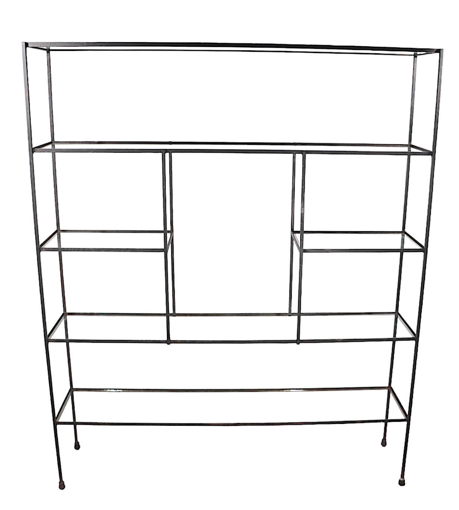 Mid-Century Modern 1950's Mid Century Glass and Iron Display Shelf Unit after Weinberg For Sale