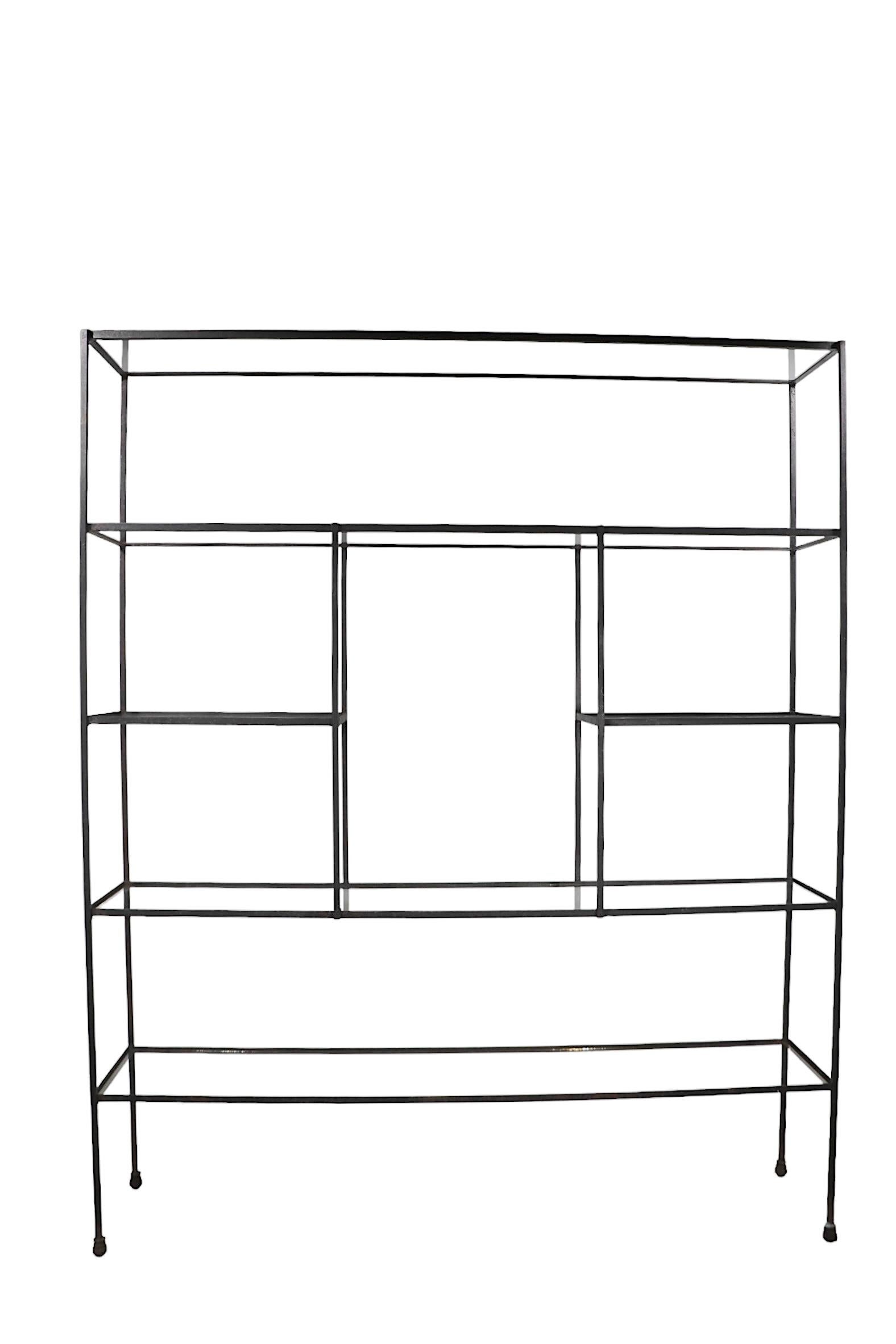 1950's Mid Century Glass and Iron Display Shelf Unit after Weinberg In Good Condition For Sale In New York, NY