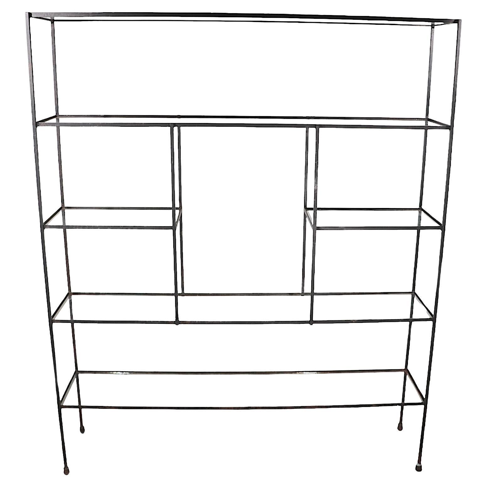 1950's Mid Century Glass and Iron Display Shelf Unit after Weinberg