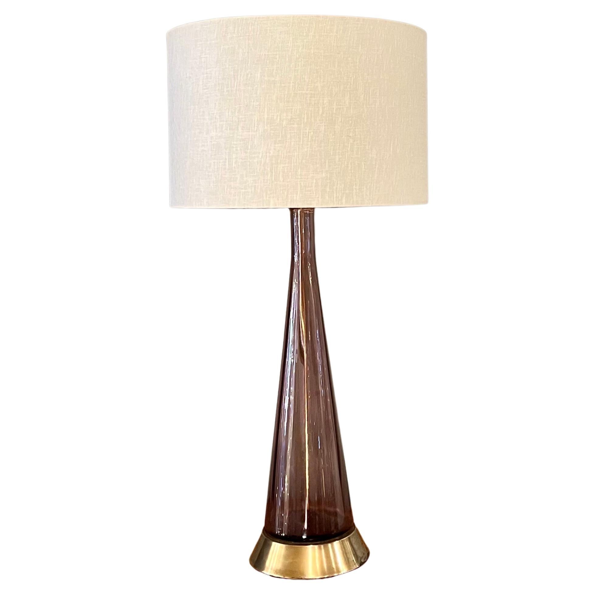 1950's Mid Century  Glass Table Lamp by Murano in Purple For Sale