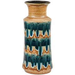 1950s Mid-Century Glazed Vase with Blue Green Accents
