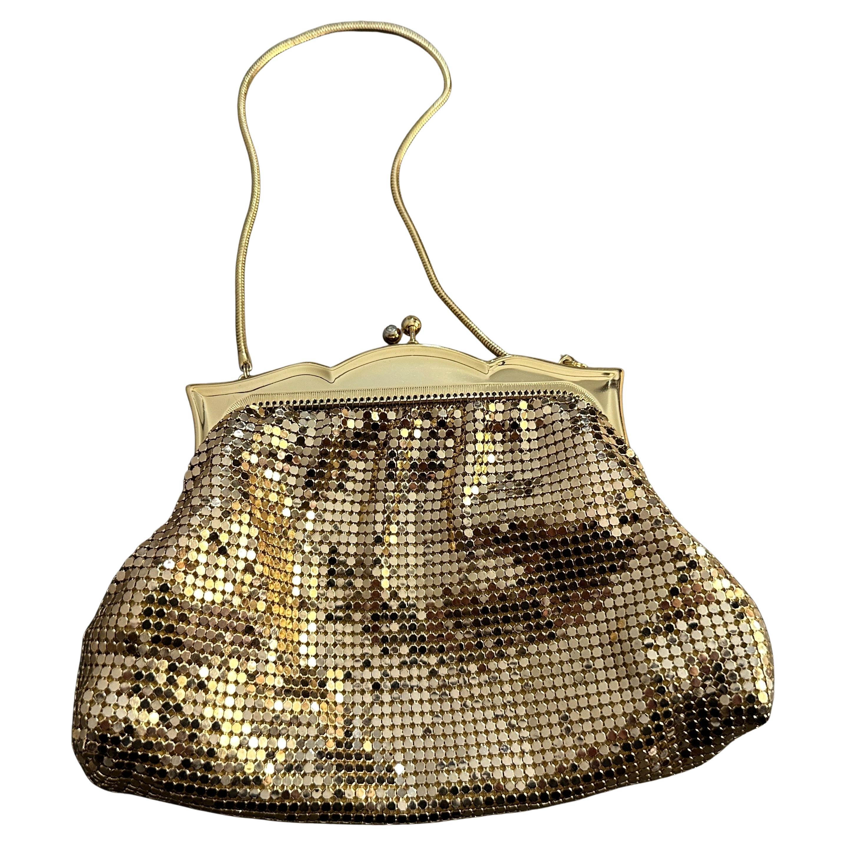 1950s Mid-Century Gold Metal Italian Evening Bag For Sale