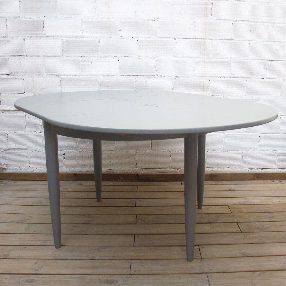 Spanish 1950s Midcentury Grey Extendable Dining Table For Sale