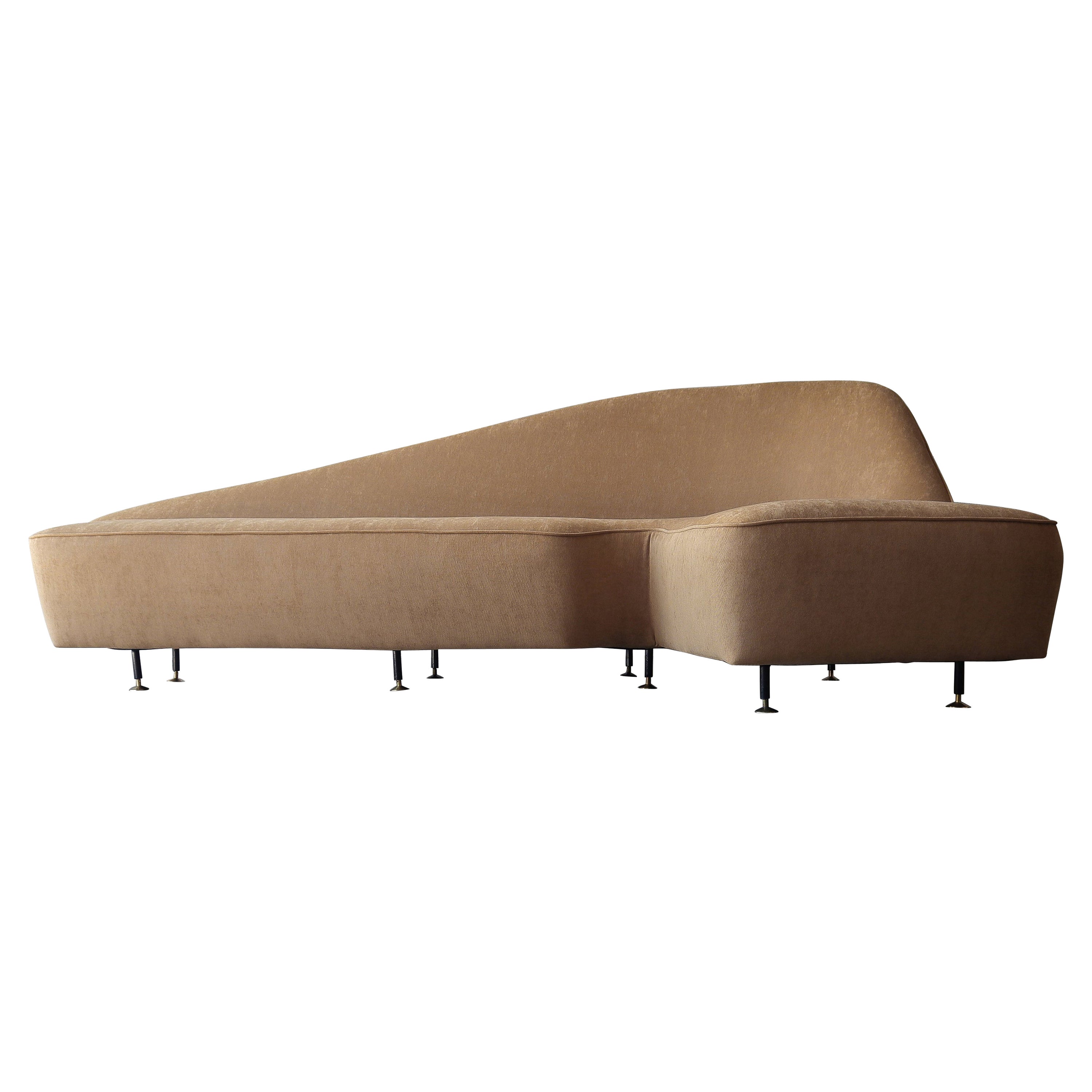 1950
s Mid Century Italian Angled Sofa