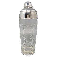 1950s Mid-Century Italian Silver-Plated and Glass Recipe Cocktail Shaker by OLRI