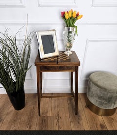1950s Mid-Century Italian Walnut Inlay Chess Games Coffee Side Table