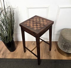 1950s Mid-Century Italian Walnut Inlay Chess Games Coffee Side Table