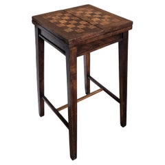 1950s Mid-Century Italian Walnut Inlay Chess Games Coffee Side Table