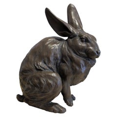 1950s Mid Century Japanese Bronzed Cast Alloy Sculpture of a Giant Rabbit