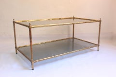 1950s, Midcentury Large 2-Tiers Faux Bamboo Coffee Table