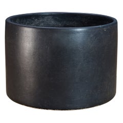1950s Mid-Century Large Black Ceramic Cylinder Planter Gainey/Bauer