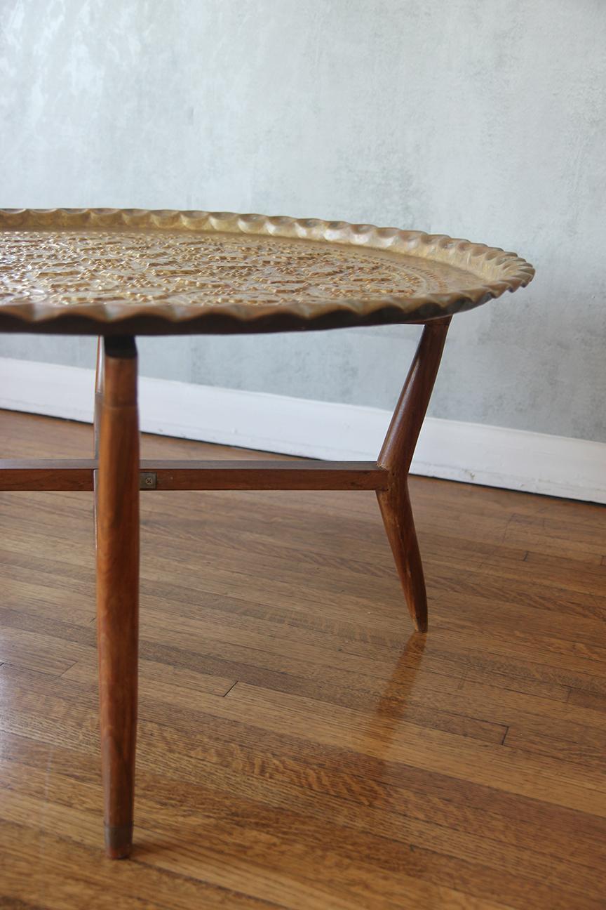 1950s Mid-Century Large Moroccan Tray Coffee Table For Sale 1