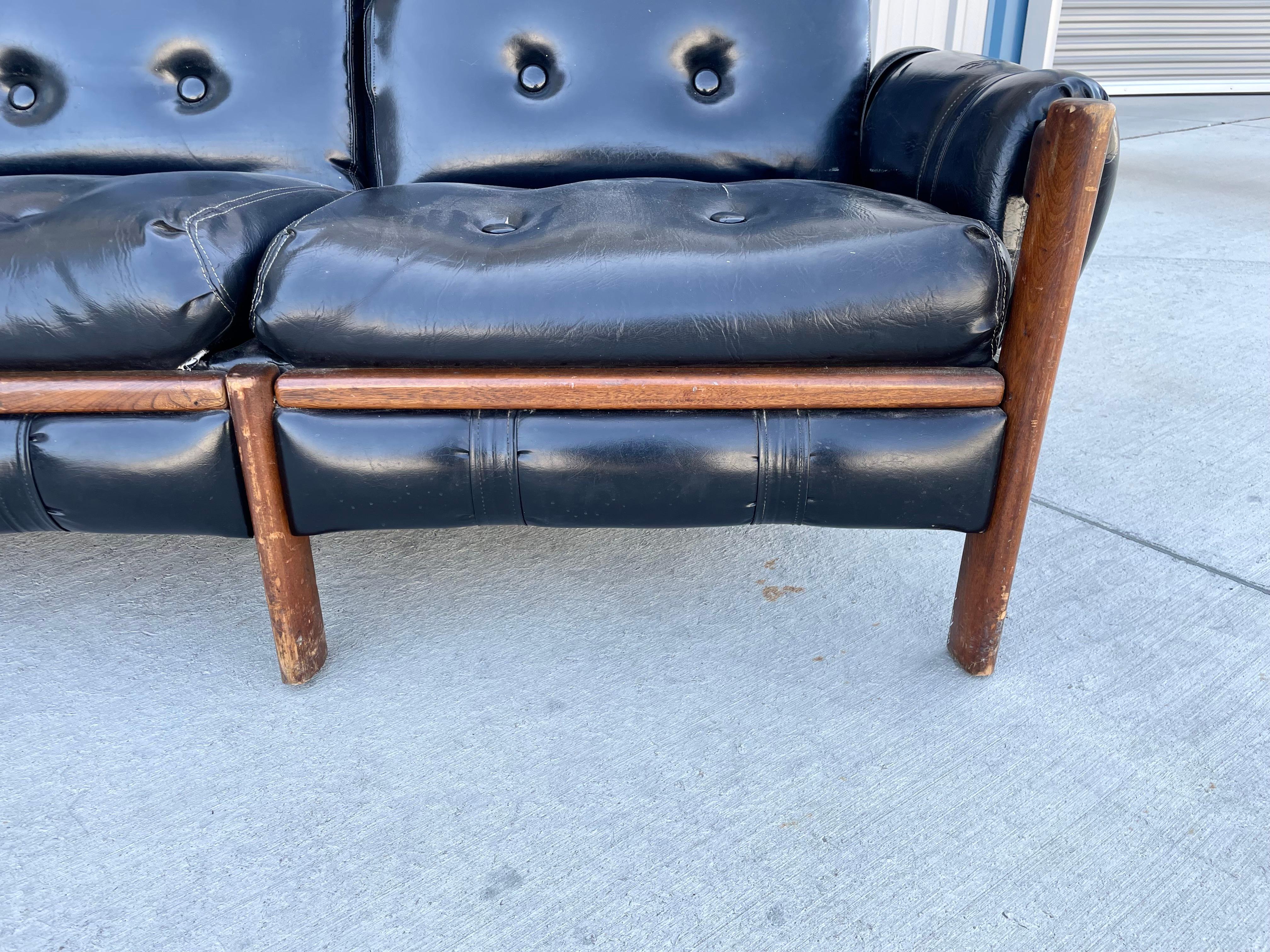 1950s Mid Century Leather Safari Sofa For Sale 5