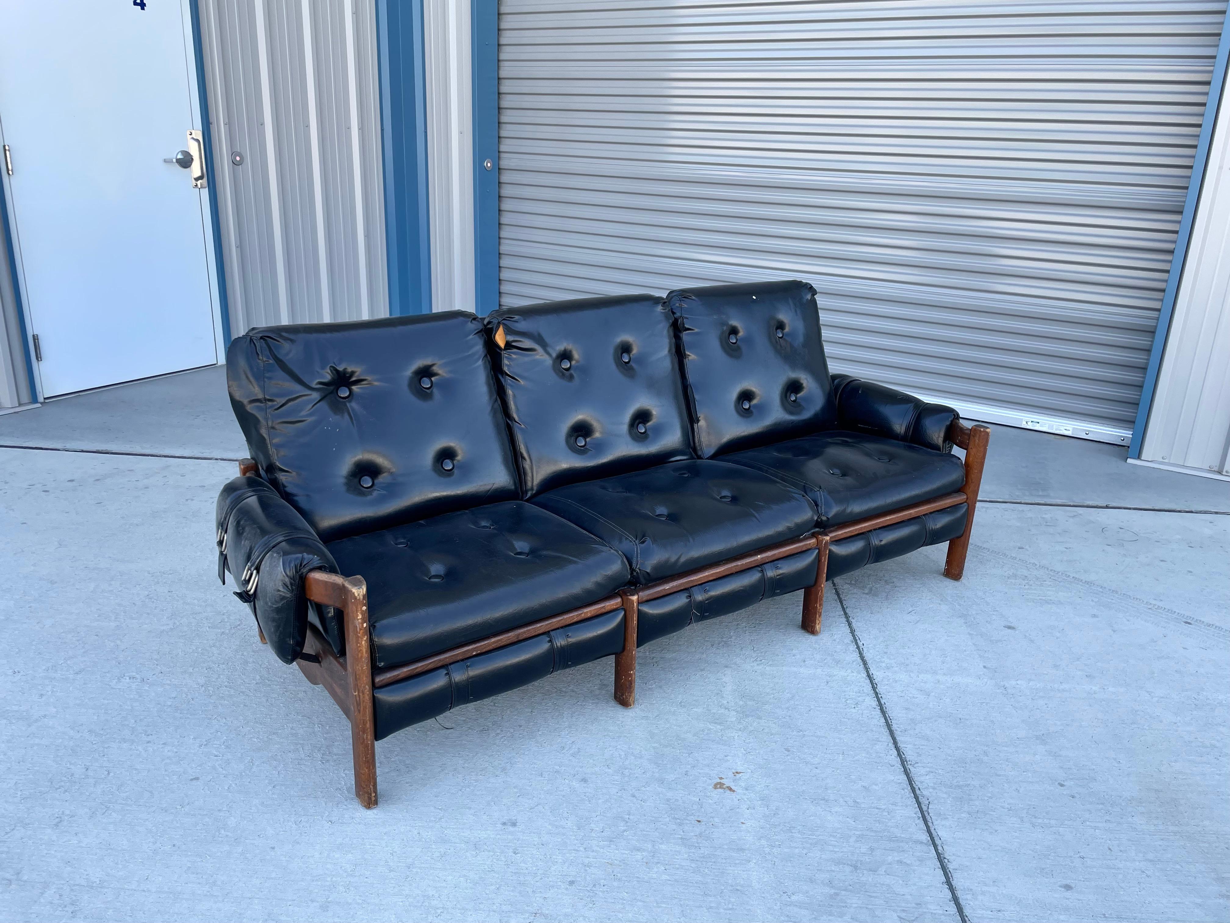 1950s Mid Century Leather Safari Sofa For Sale 6