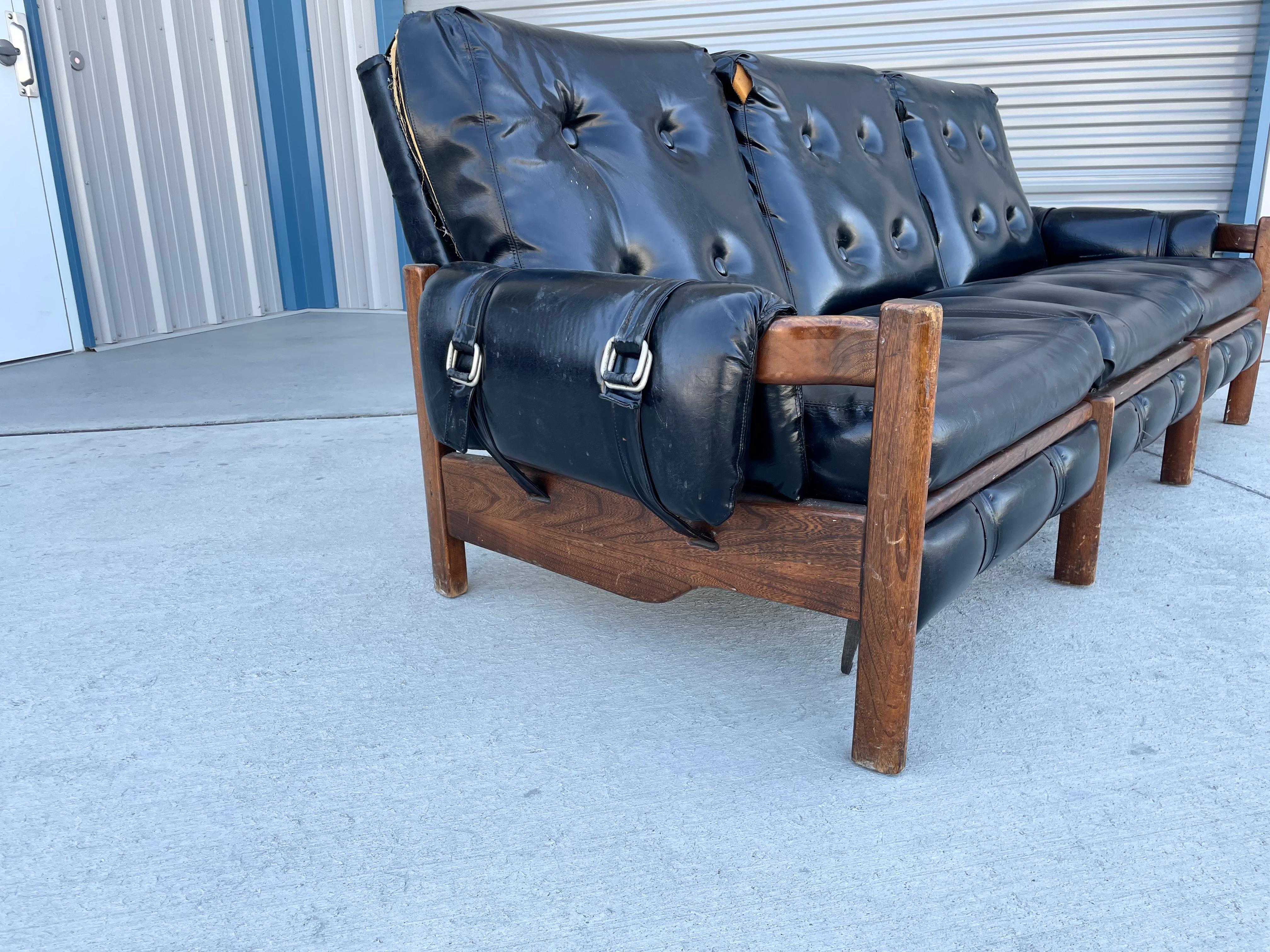 1950s Mid Century Leather Safari Sofa For Sale 8
