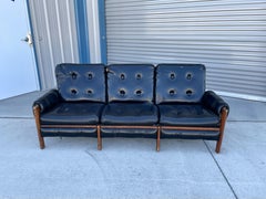 1950s Mid Century Leather Safari Sofa