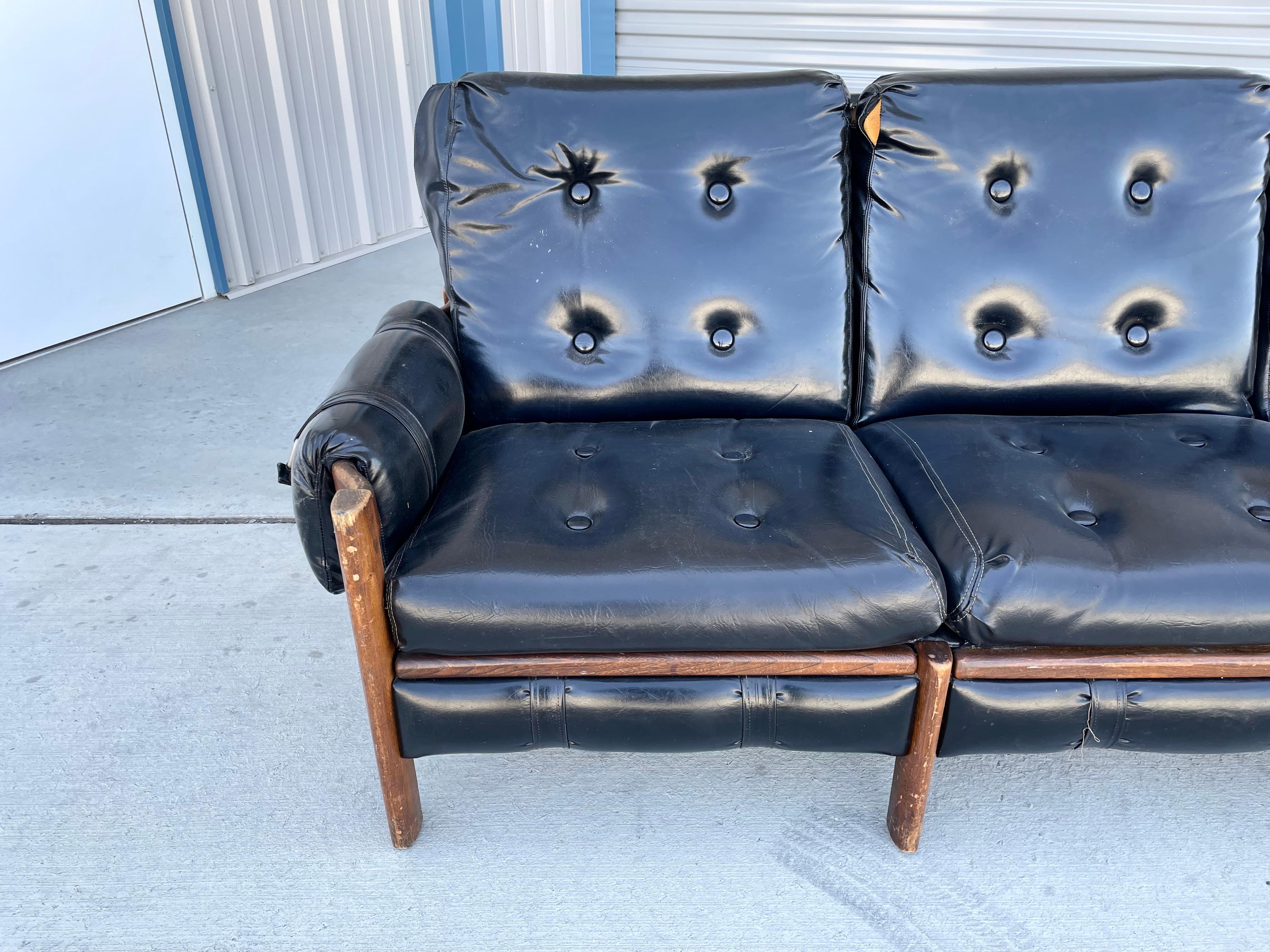 Mid-Century Modern 1950s Mid Century Leather Safari Sofa For Sale