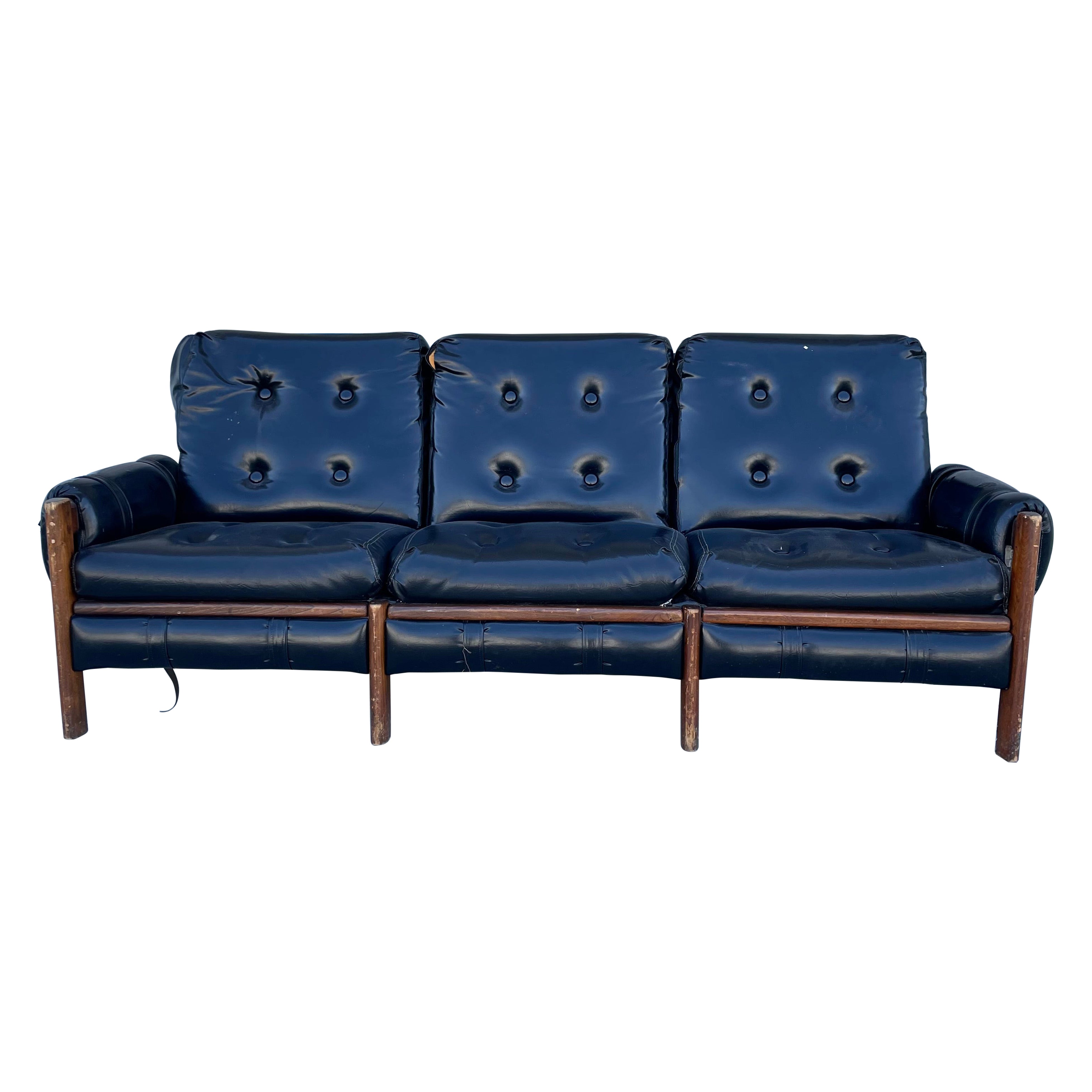 1950s Mid Century Leather Safari Sofa