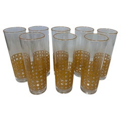 1950's Mid Century Libbey "Cane Coaster Hostess" Set of 8 Highball Glasses