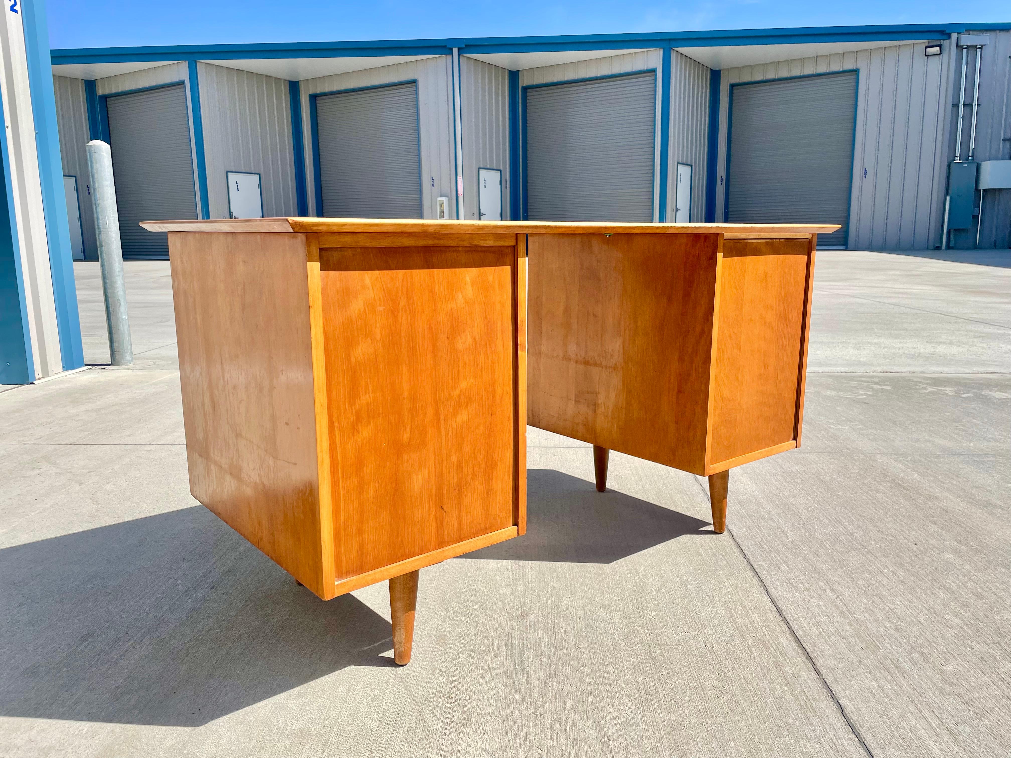1950s Midcentury Maple Double Pedestal Desk by Paul McCobb 2