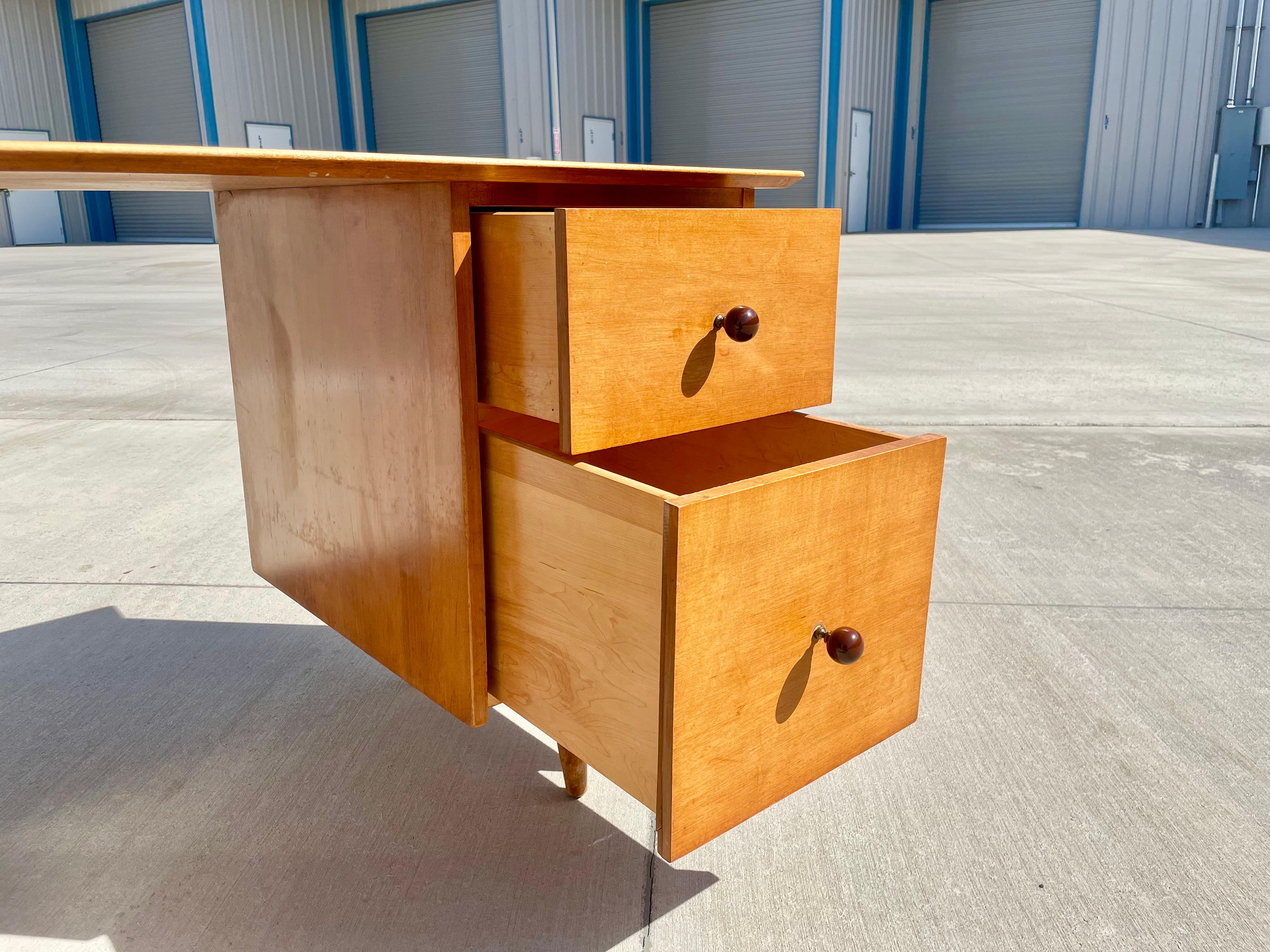 Mid-Century Modern 1950s Midcentury Maple Double Pedestal Desk by Paul McCobb