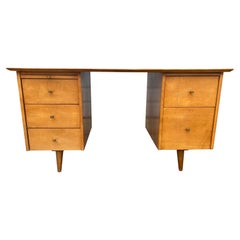 1950s Mid Century Maple Double Pedestal Desk by Paul McCobb/Planner Group