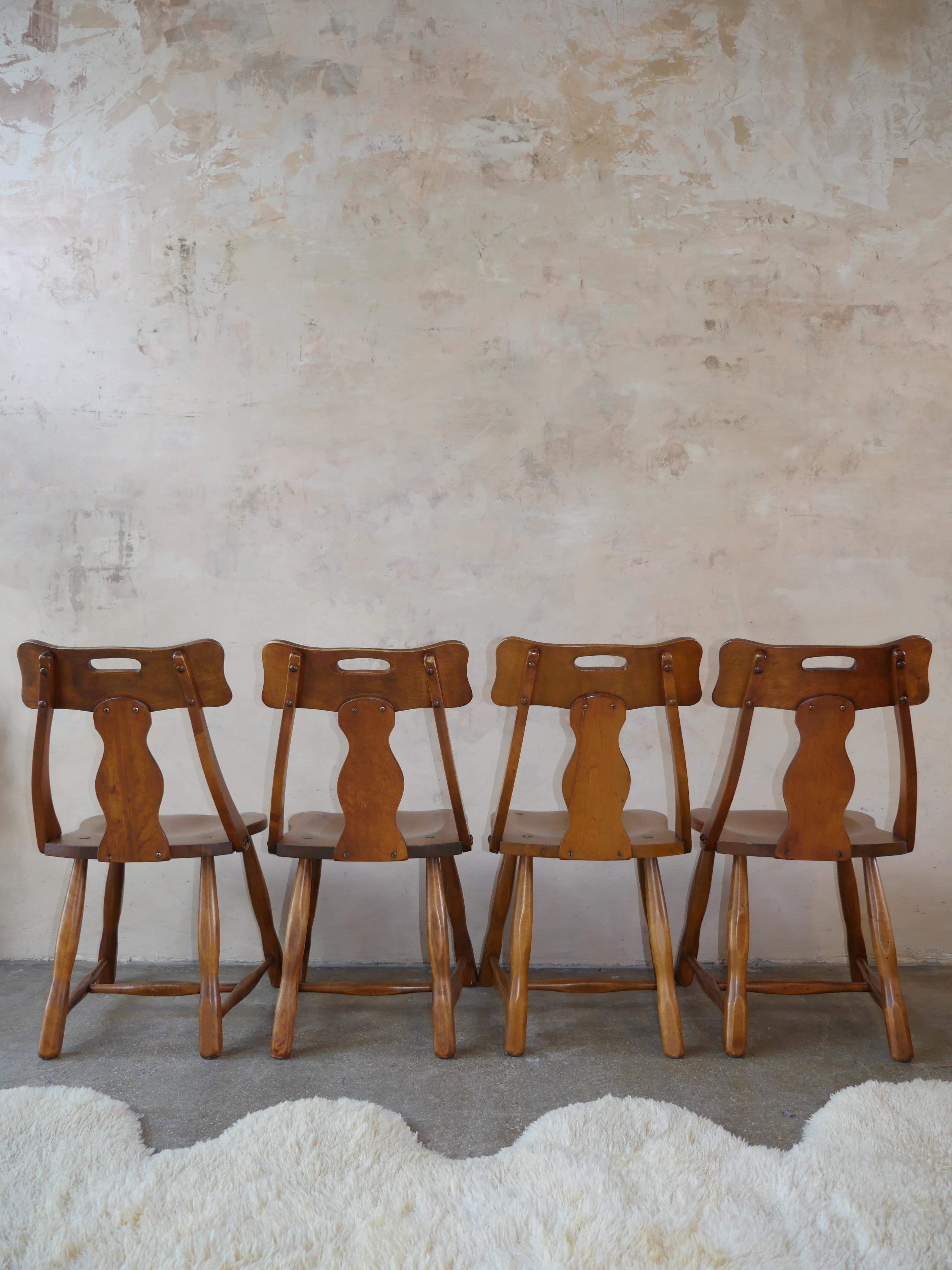 Mid-Century Modern 1950s Mid-Century Maple Wood Dining Chairs - Set of 4 