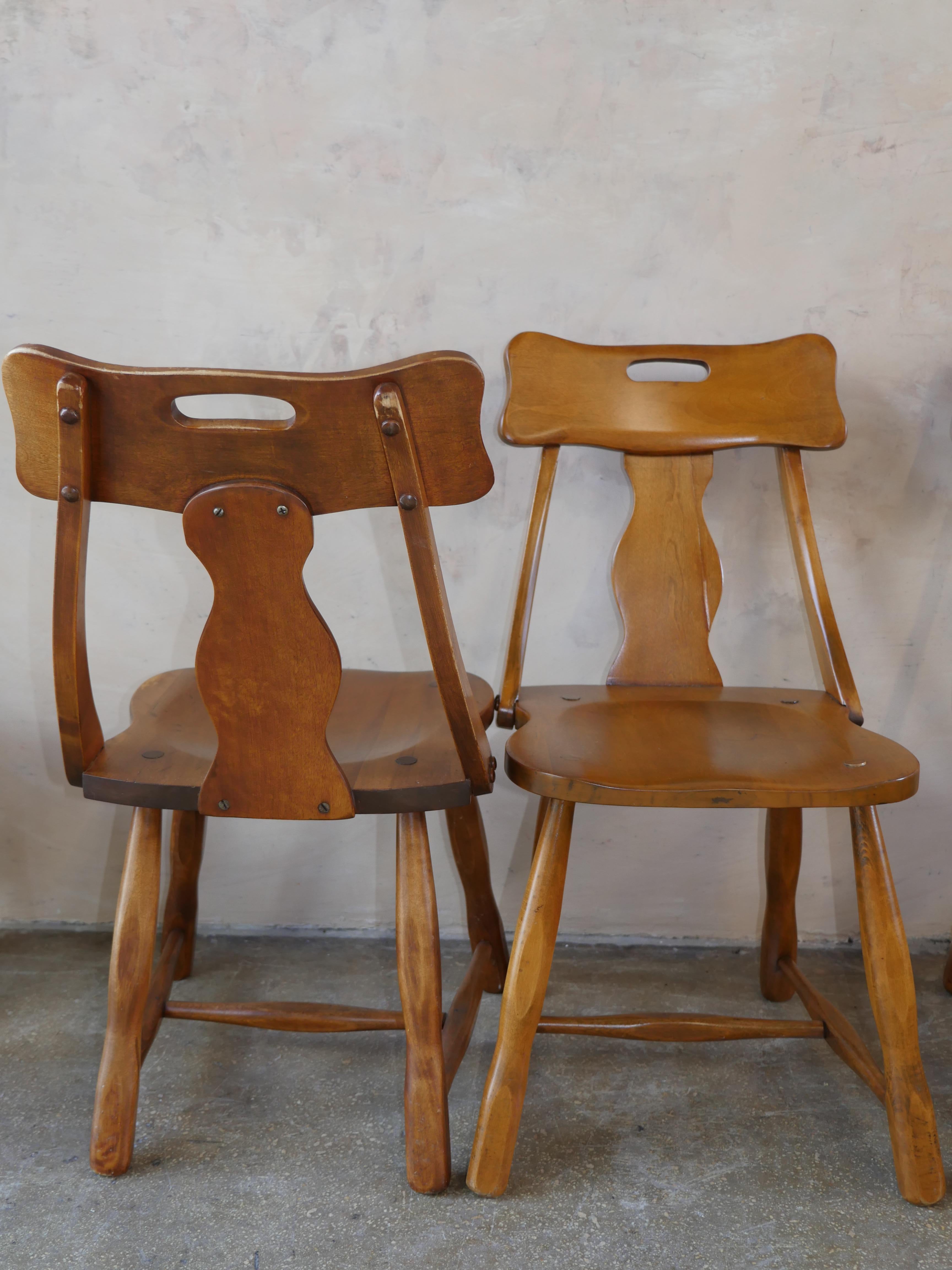 American 1950s Mid-Century Maple Wood Dining Chairs - Set of 4 
