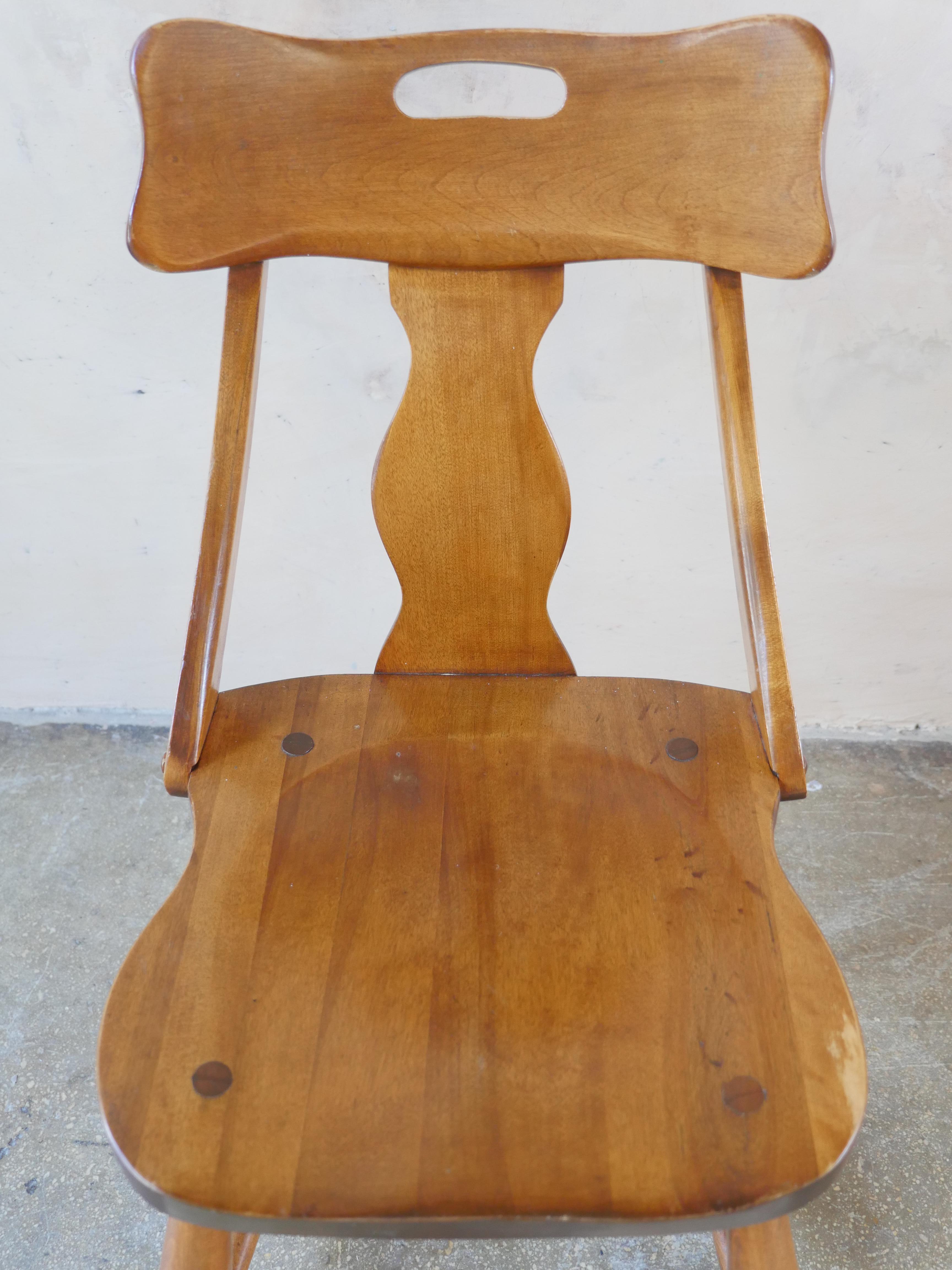 1950s Mid-Century Maple Wood Dining Chairs - Set of 4  In Good Condition In Miami, FL