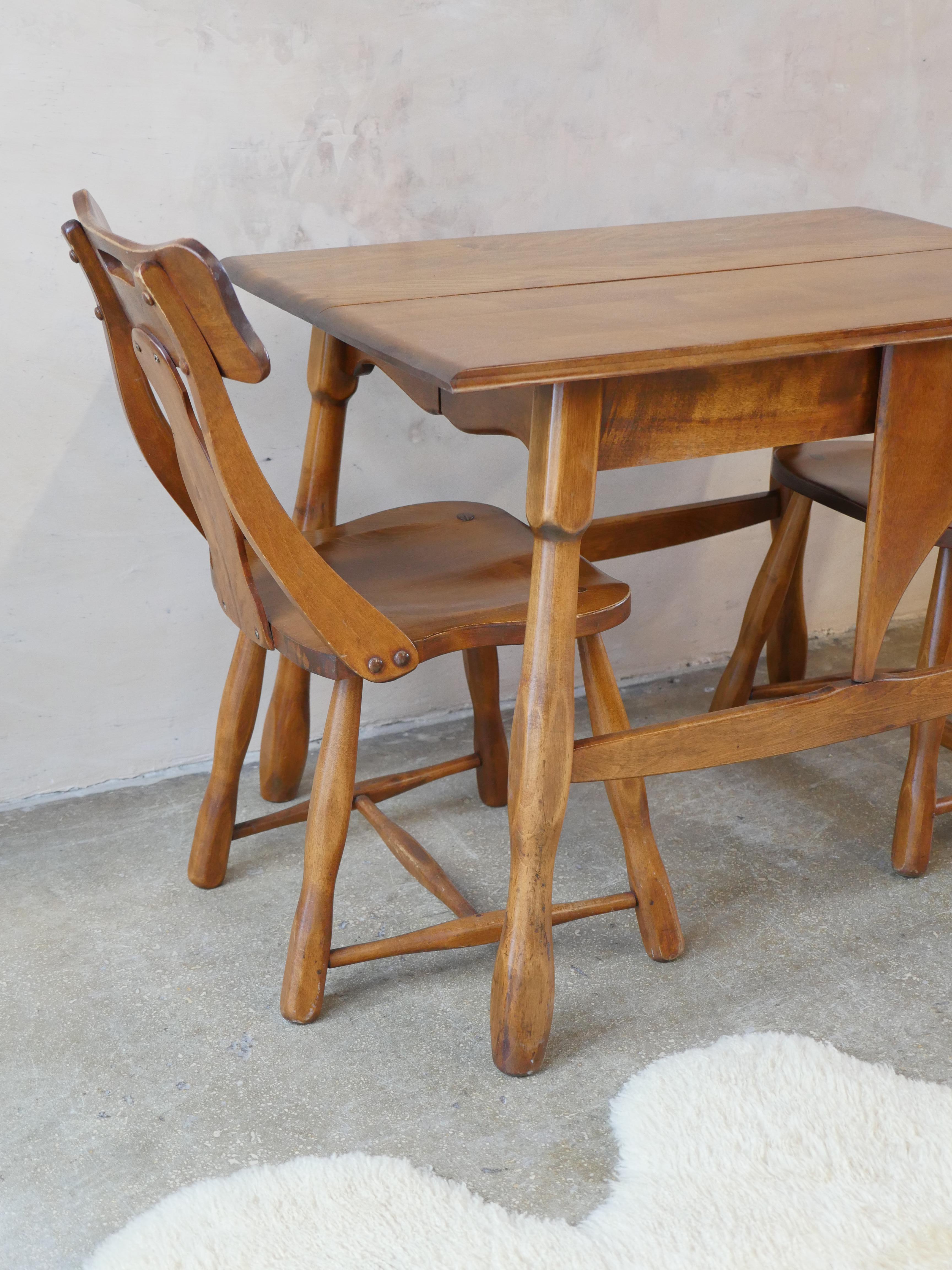 1950s Mid-Century Maple Wood Dining Chairs - Set of 4  1