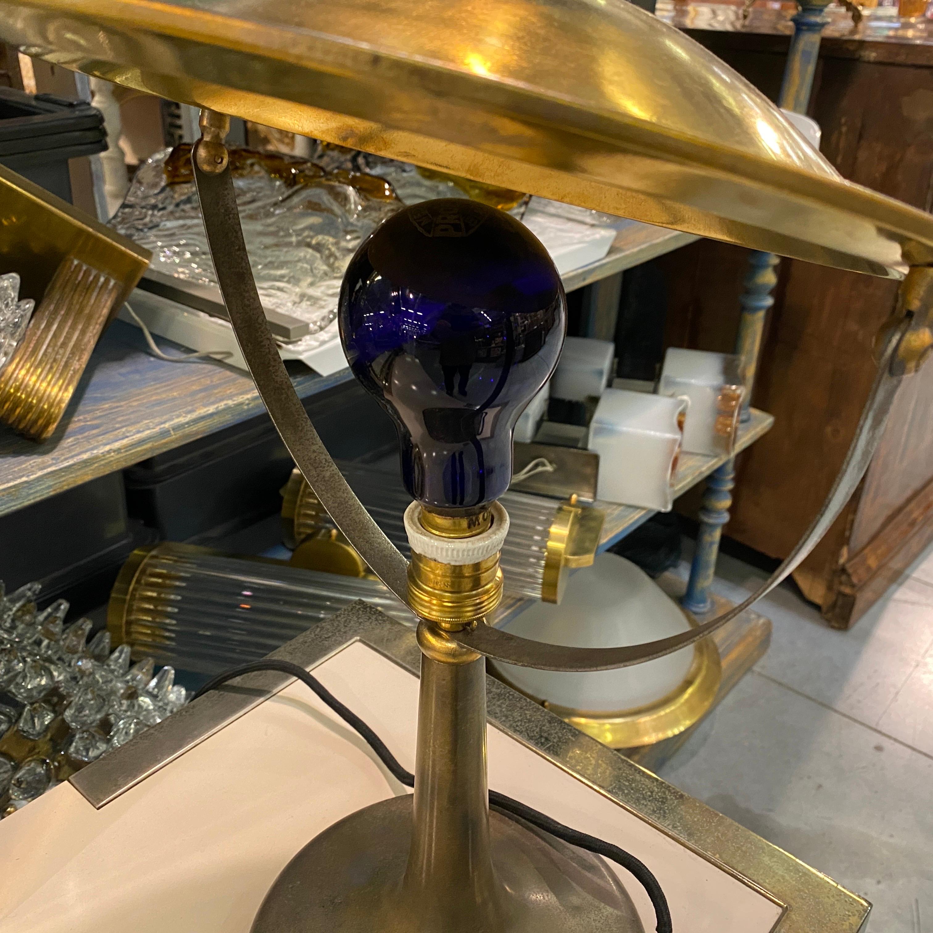 20th Century 1950s Mid-Century Modern Adjustable Brass Italian Table Lamp by Zerowatt For Sale