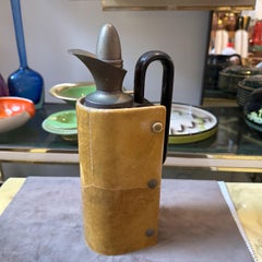 1950s Mid-Century Modern Amber Goatskin and Brass Thermos Carafe by Aldo Tura