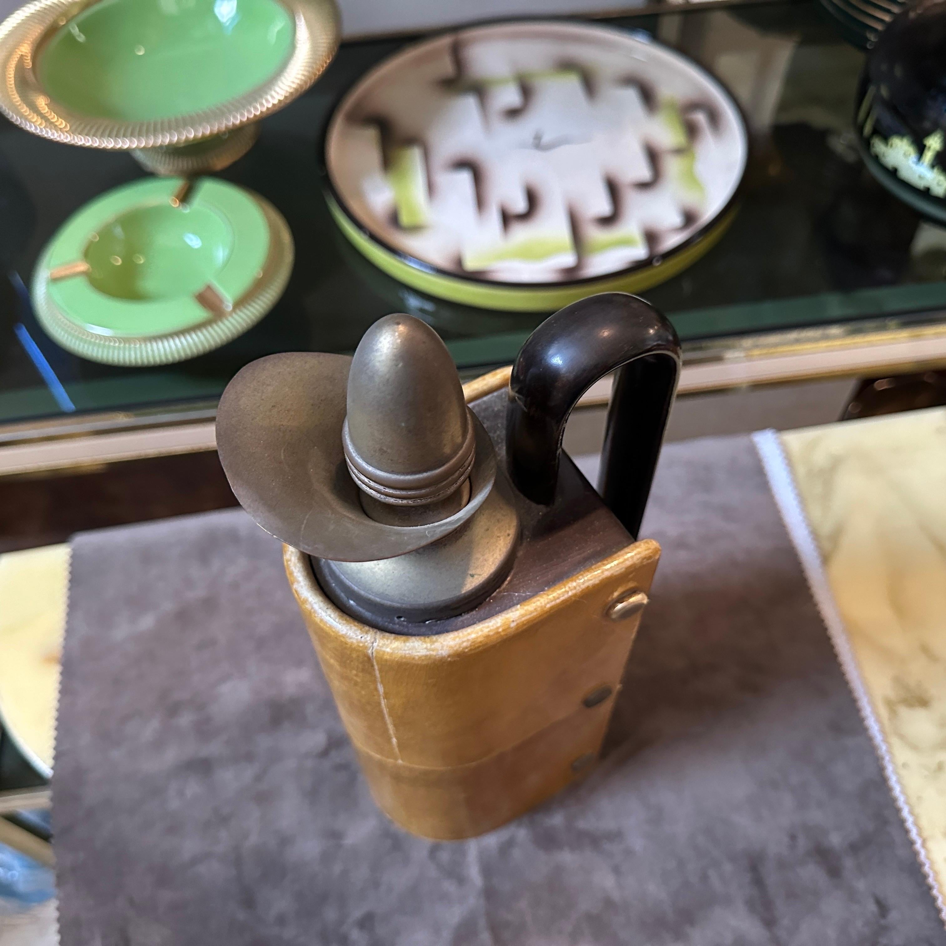 20th Century 1950s Mid-Century Modern Amber Goatskin and Brass Thermos Carafe by Aldo Tura For Sale