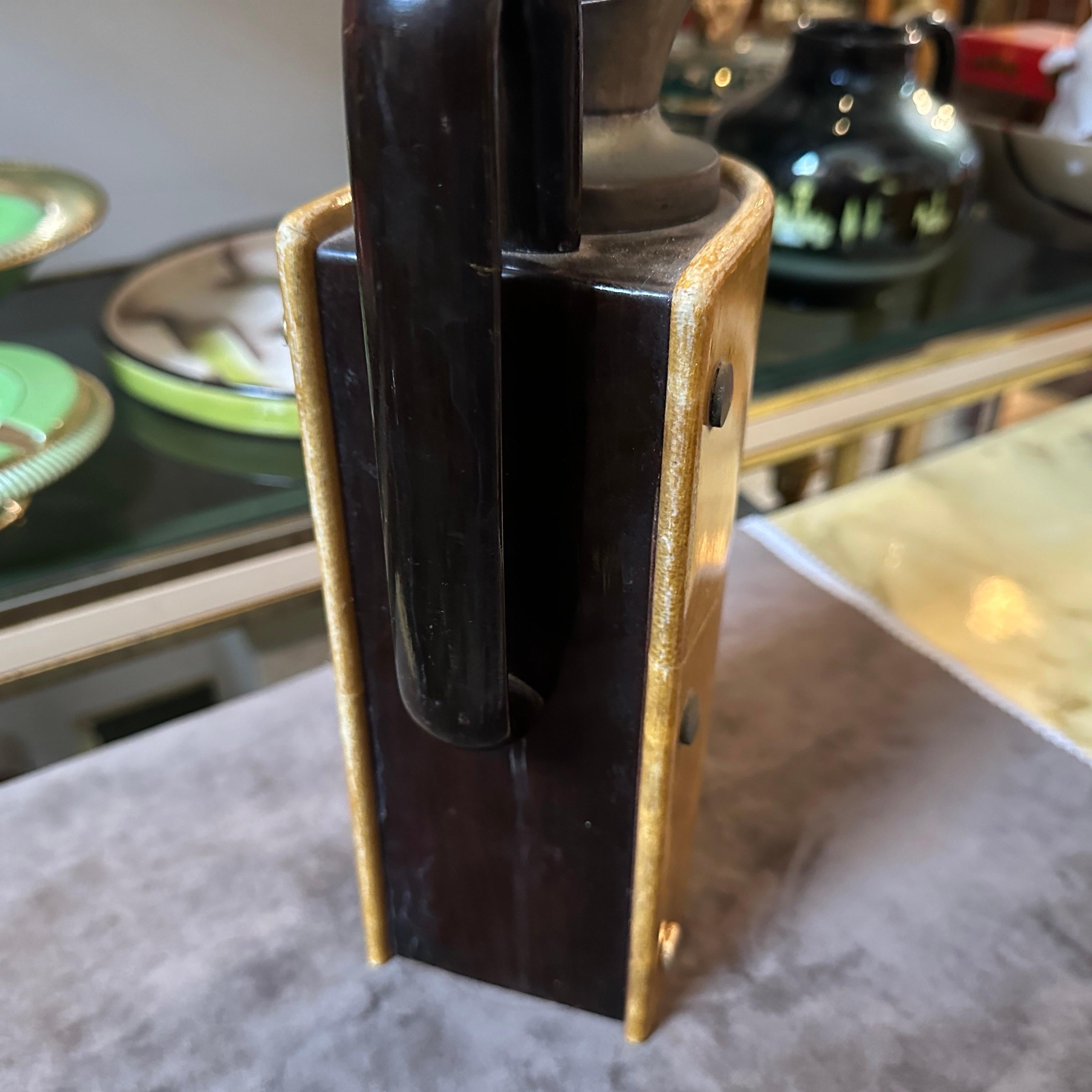 1950s Mid-Century Modern Amber Goatskin and Brass Thermos Carafe by Aldo Tura For Sale 3